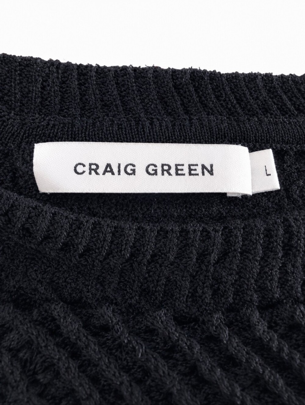 CRAIG GREEN | Black 100% Wool Open-Knit Elongated Sweater Size Large - Picture 4 of 6